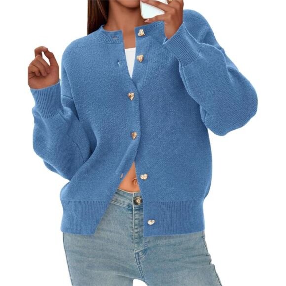 Cardigan Sweaters for Women Trendy Long Sleeve Open Front Button - Picture 1 of 4